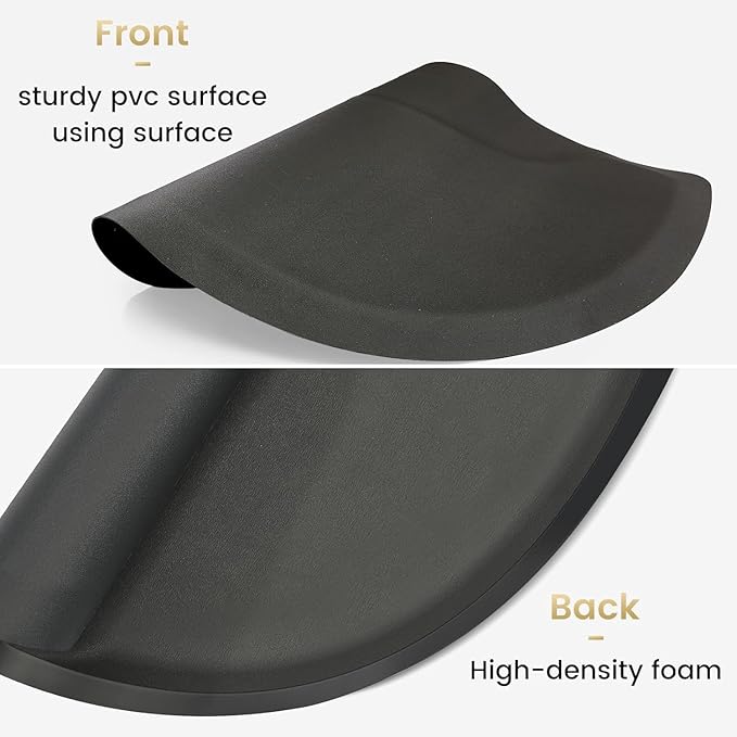 Salon Mat 3′x4′ Barber Shop Chair Mat Anti-Fatigue Salon Floor Mat - Black Semi Circle Salon mats for Hair Stylist - 1/2" Thick Comfort Salon Standing Mat