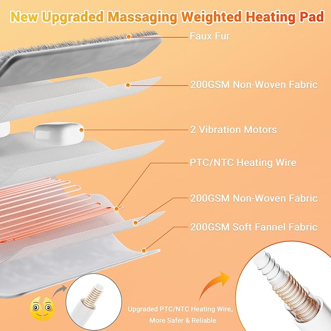 Massaging Heating Pad for Neck and Shoulders and Back, Large Electric Heating Pad for Back Pain Relief with 3 Heat Levels, 4 Massage Settings, 4 Massage Motors