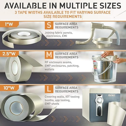 Mission Darkness TitanRF Faraday Tape // 1in W x 10ft L (2.54cm x 3.05m) High-Shielding Conductive Adhesive Tape Roll Used to Connect TitanRF Fabric Sheets or Seal RF Enclosures