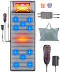 Full Body Massage Mat with Heat & Movable Shiatsu Neck Back Massager Pillow, Upgraded Massage Mattress Pad with 10 Vibration Motors,9 Massaging Mode,2 Heating Pad,for Back Neck Leg Pain Relief