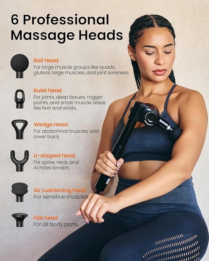 NAPRE Foldable Massage Gun Deep Tissue with 5 Adjustable Angles,Portable Handheld Percussion Back Massager for Muscle/Neck/Body Pain Relief with Long Extension Metal Handle,32-Speeds,with Carry Case