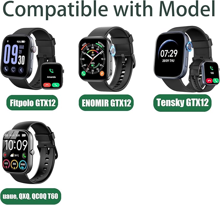 Lamshaw GTX12 Smart Watches Band, 22mm Breathable Nylon Woven Fabric Replacement Accessory Strap Compatible for Fitpolo GTX12, ENOMIR GTX12, Tensky GTX12, uaue T60, QXQ T60, QCOQ T60 Smart Watches