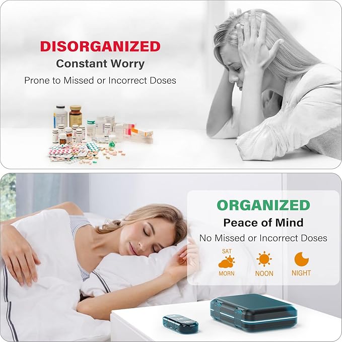 Weekly Pill Organizer 3 Times a Day, 7 Day Portable Pill Box for Pills, Vitamins, Fish Oil, Medication, Supplements (3x7 Blue)