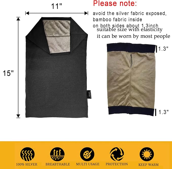 VAJOOCLL Faraday Gaiter Shields Scarf Effective Shielding Fluctuation Scarf Protect Brain, Face and Neck (Black)