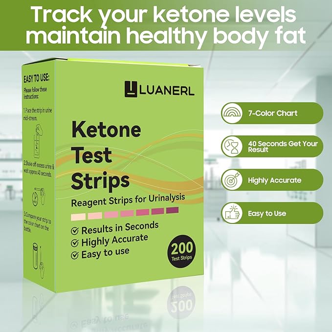 Ketone Test Strips 200 Count (100×2 Bottles) – Upgraded 7-Color Ketone Urine Test Strips for Monitor Ketosis – Keto, Low-Carb, Atkins & Paleo Diet Tracker, Ketone Test Kit with Color Chart on Bottle