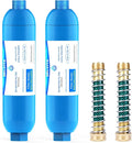 BELVITA RV Inline Water Filter with Hose Protector Reduces Lead, Fluoride, Chlorine, Bad Taste, Odor in Drinking, Washing with 2 Flexible Hose Protector,Dedicated for RVs and Marines,2 Pack