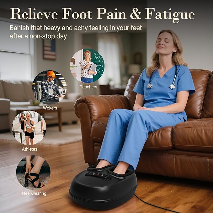 FSA Eligible HSA Foot Massager for Neuropathy, [2026 Upgraded] - Feet Massager with Heat, Compression, 3D Deep Kneading Relief for Foot Fatigue Relief & Neuropathy, Birthday Gifts for Women, Men