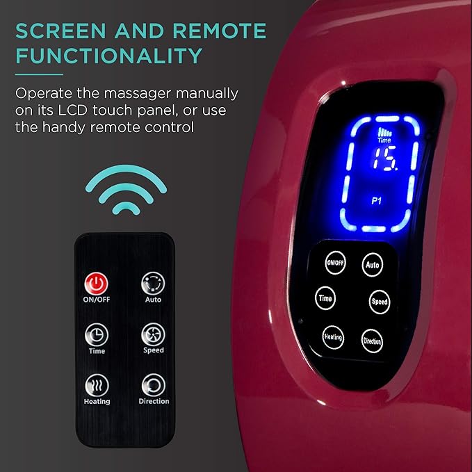 Best Choice Products Heated Shiatsu Foot Massager for Pain Relief, Plantar Fasciitis, Neuropathy, Blood Circulation w/Compact Design - Burgundy