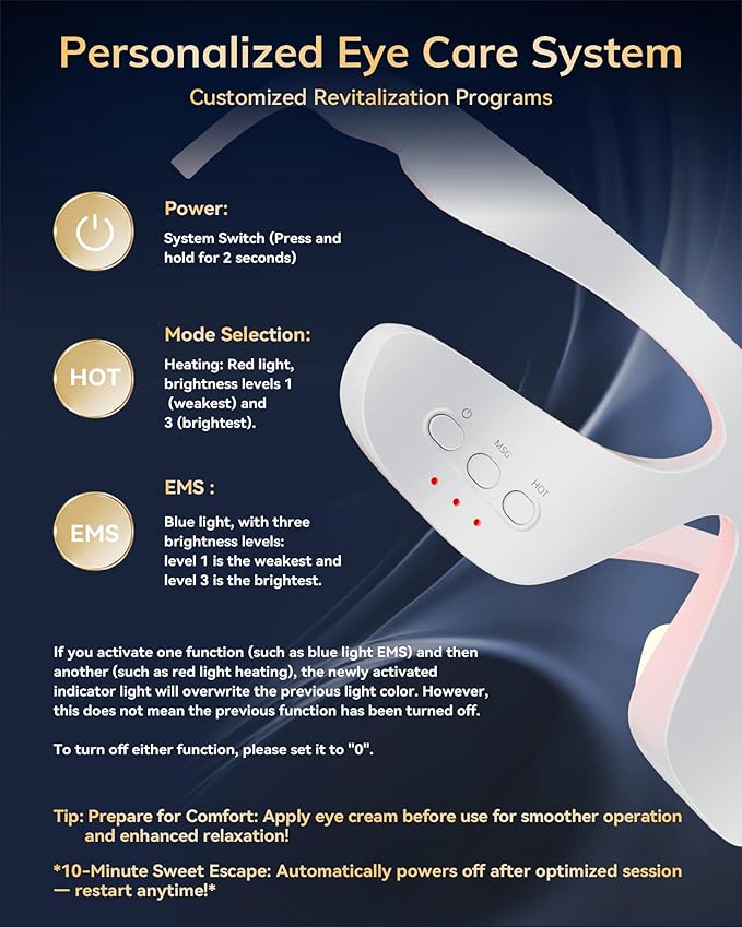 Under Eye Red Light Therapy Device, Red Light Therapy Glasses for Eyes 630±10nm,Red Light Eye Mask for The Treatment of Eye Bags,Dark Circles,Puffiness periorbital for Treating