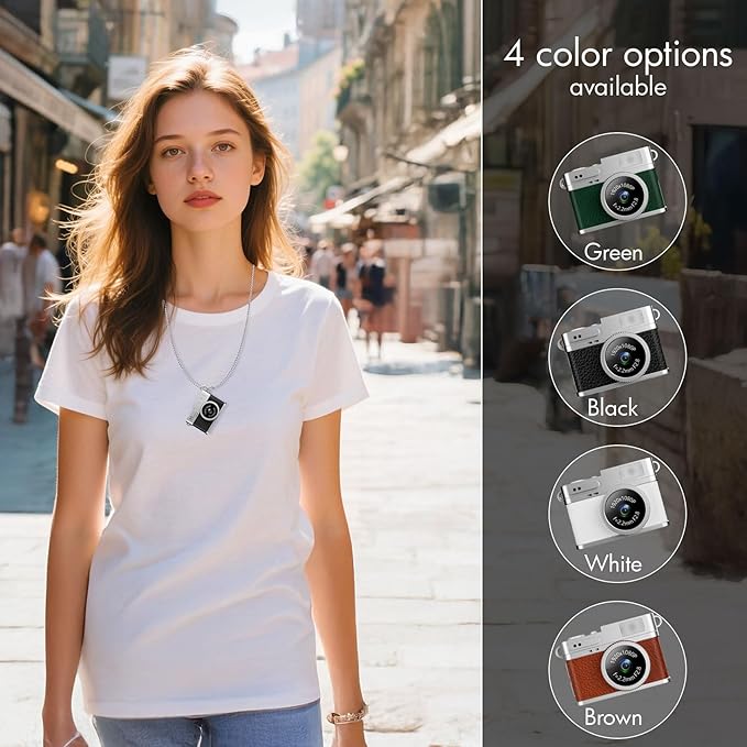 Mini Digital Camera, Retro Camera, 1080P Tiny Keychain Camera with 32GB Card, Small Nostalgia Pocket Video Recorder Photo for Travel Hiking Recording(White)