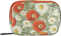 Poppy and Daisy Flowers Green Travel Pill Organizer Case Box Container Weekly Portable Vitamin Medicine Holder Storage Bag with Zipper Removable