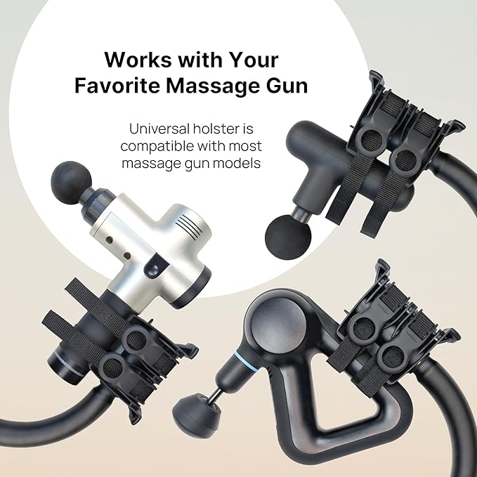 BackBadger Mini Massage Gun Holder for Hard to Reach Areas, Compact Extension Handle Extends Your Reach, for More Effective Upper-Body Pain Relief, Compatible with Most Massage Guns
