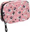 Fustylead Black Dog Paw Prints and Hearts Bones Pill Organizer and Storage Weekly with Zipper, Removable Pill Box Portable Medicine Organizer for Vitamin Fish Oil Supplement