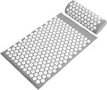 Fitvids Acupressure Mat and Pillow Set for Back/Neck Pain, Acupuncture Products to Relieve Muscle Fatigue, Improve Insomnia for Sedentary People, Acupuncture Eases Stress, Massage Mat, Grey