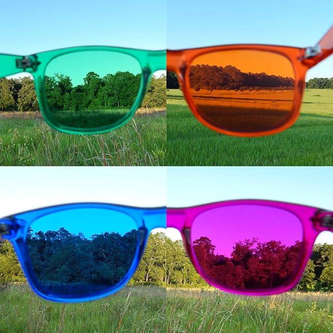Color Therapy Glasses 10 Pack for Chakra Healing, Chromotherapy, and Mood
