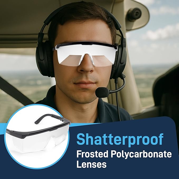 Foggles - IFR Training Aviation Glasses, View Limiting Device - Aviation Training IFR Foggles - Adjustable Frosted Polycarbonate Lenses - Simulates Meteorological Conditions