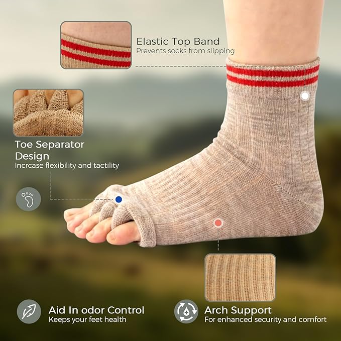 Toe Separator Socks,Foot Alignment Sock for Health Care, Pain Relief, Bunion Corrector, Breathable Toe Socks