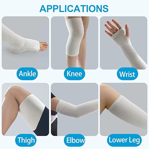 Latex-Free Elasticated Tubular Support Bandage with Stockinette Fabric, Breathable Tubular Compression Sleeve for Joint & Tissue Support on Arms, Knees, Legs (3" x 11 Yards) Size D
