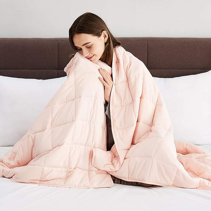 CuteKing Weighted Blanket for Adults(20lbs, 60"x80", Pink) Heavy Blanket for 180-190lbs, Weighted Blanket for Cooling & Heating with Premium Glass Beads, Soft Thick Blanket for Adult All-Season