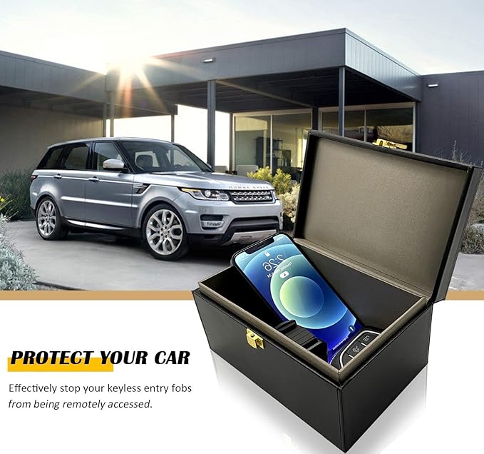Faraday Box Key Fob Protector, Keyless Entry Car Key Safe Protector, Faraday Signal Blocking Shielding Box for Car Key (L)