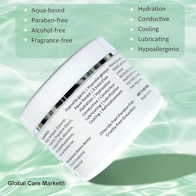 RF Conductive Gel with Hyaluronic Acid for Microcurrent Face Device, Radio Frequency Gel for Body Skin Tightening Machine, Hydrating Skin Cooling Cream for IPL Hair Removal, 260ml Jar