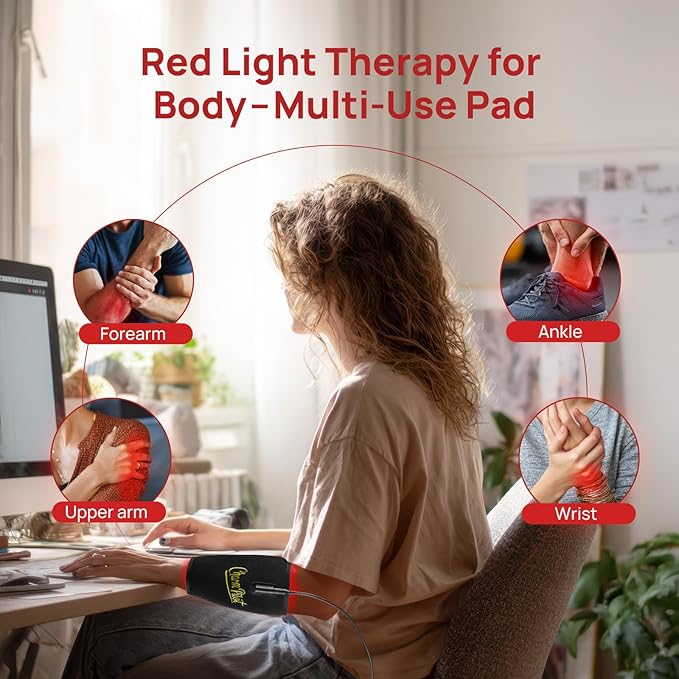 Red Light Therapy Pad for Arms with Heating and Massage, Infrared Light Therapy Device for Ankle and Wrist 660nm&850nm, Adjustable Timer, for Arms to Muscle Relaxation(Black)