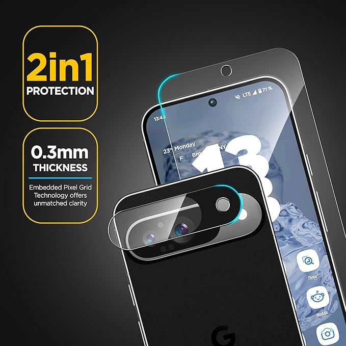 magglass for Google Pixel 9 Pro XL Screen Protector, (Fingerprint Compatible) with Easy Install Applicator, Full Coverage HD Tempered Glass & Camera Lens Protector (6.8")