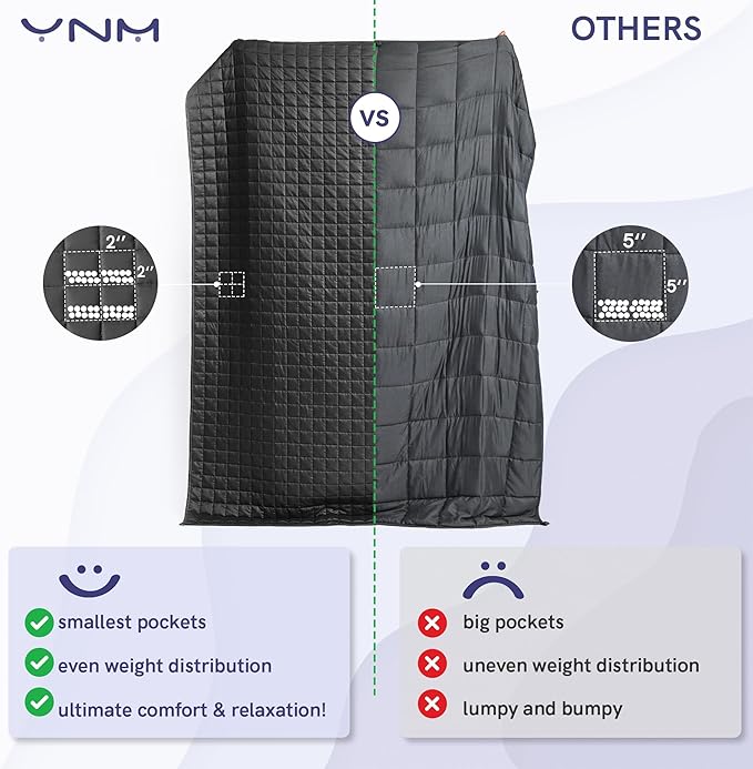 YnM Cotton King Size Weighted Blanket for Adults (88x104 Inches, 25 Pounds, Army Green), Smallest Compartments with Cooling Glass Beads,Heavy Blanket for Two Persons of 110~190lbs on Queen or King Bed