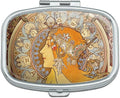 Zodiac Alphonse Mucha Art Nouveau Rectangle Pill Case Trinket Gift Box