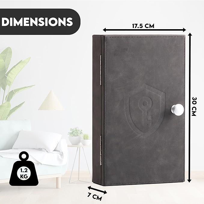 CKEYURE Premium XL PU Leather Faraday Box for Car Keys Wall Mount | Anti Theft Faraday Key Fob Protector | Faraday Cage | Car Key Holder | RFID Key Box | Key fob Signal Blocker