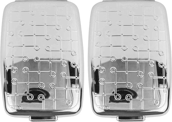 Set of 2 Etched Rectangular Pocket Purse Pill Box & Organizer with Dual Compartments (Square Loop)