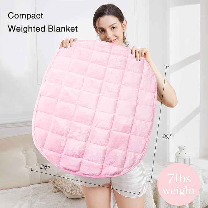 Alomidds Weighted Blanket 7lbs for Adults, Cozy Breathable Weighted Lap Blanket, Small Weighted Blanket Travel, Weighted Lap Pad for Couch, Sofa, Pink, 29" x 24"