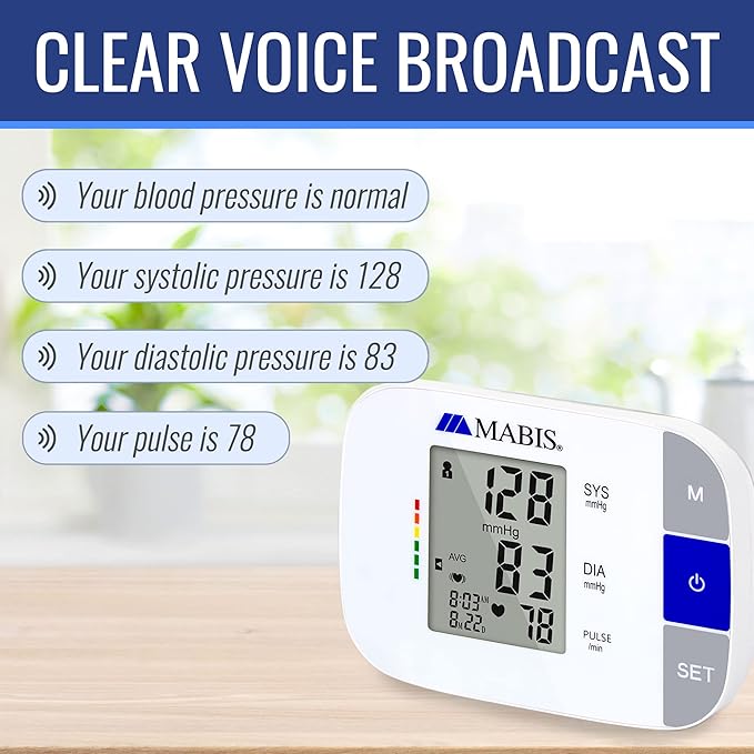 MABIS Universal Talking Blood Pressure Monitor, Upper Arm, Irregular Heartbeat Detection, 396-Reading Memory Storage for 4 User Profiles, FSA & HSA Eligible