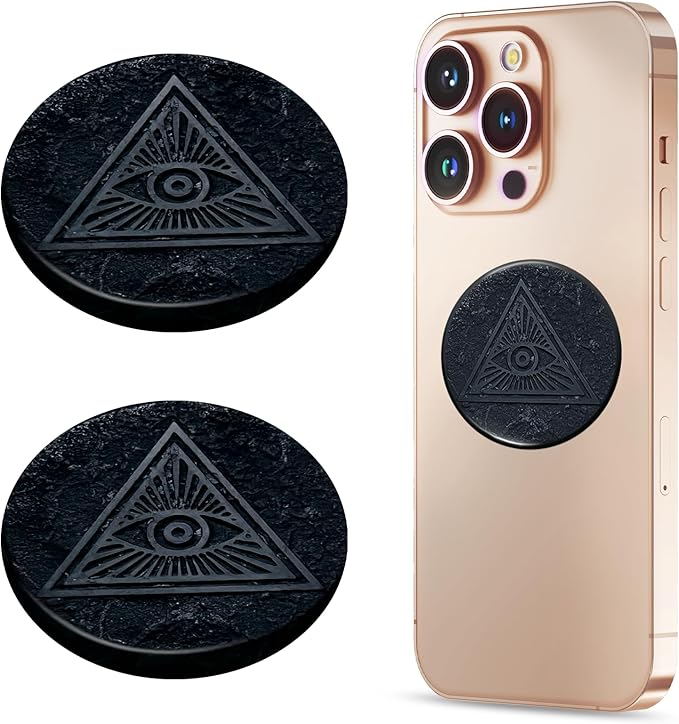 2 Pcs Shungite Neutralizer Sticker for Cell Phone 30 mm/ 1.18 Inch Shungite Stones Plate for Tablet Laptop Computer-All Seeing