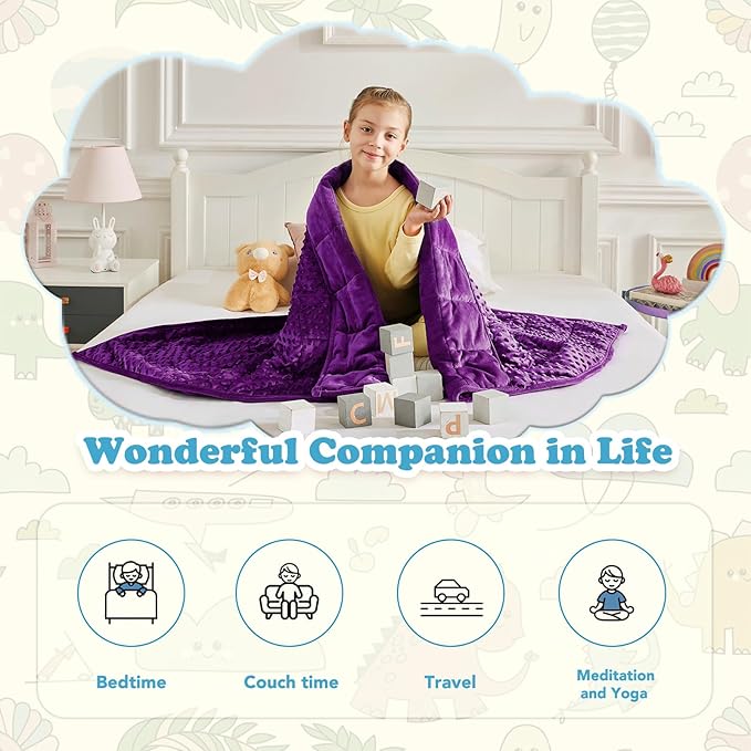 CuteKing Weighted Blanket - 36"x48" 5lbs Minky Dots Heavy Blanket with Glass Beads Soft Breathable for All-Season Summer Fall Winter Thick Comfort for Rest
