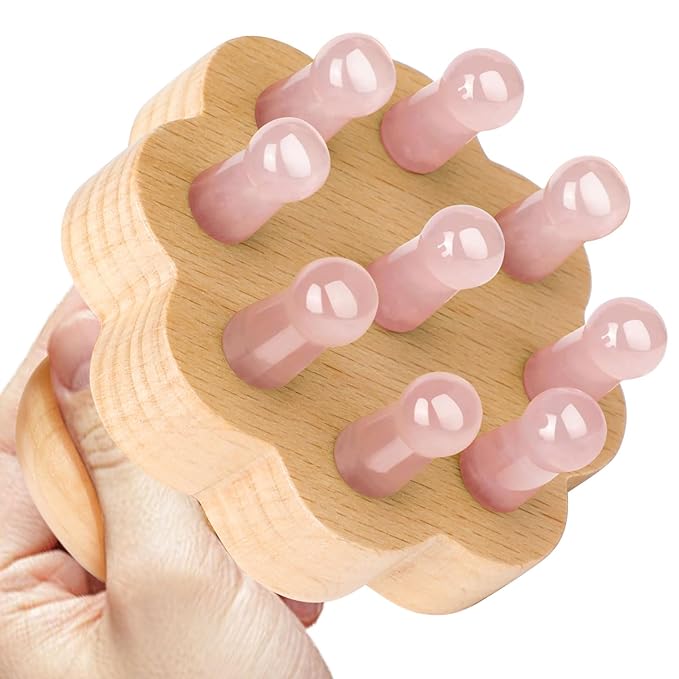 ideayard Scalp Massager,Head Scalp Comb,Rose Quartz Tooth-Wooden Comb for Head Stress Relax Massage Tool for Hair Growth Relieve Headaches