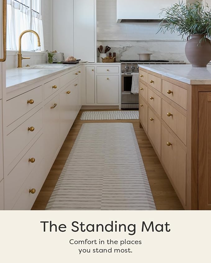 House of Noa Nama Standing Mat – Anti-Fatigue Cushioned Kitchen Mats for Floor | Ergonomic Bounce-Back Foam Kitchen Mats | Anti-Fatigue Mats for Kitchen & Standing | Reese Bark | 22" x 54"