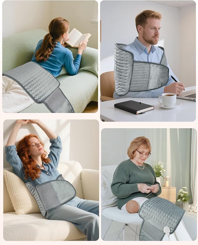 Heating Pad for Back Pain Relief, Extra-Large 12"x24"+26" Extendable Electric Heating Pad for Period Cramps with Belt, Auto Shut Off, Machine Washable, Portable Moist Heating Pad for Women & Men