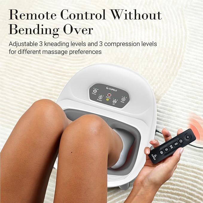 Foot Massager with Heat, FSA Eligible HSA Upgraded Full Feet Shiatsu Massage for Neuropathy, Remote Control Multi-Level Settings for Plantar Fasciitis, Birthday Day Gifts for Women Men(White)