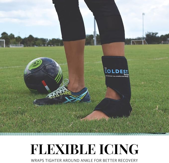 Coldest Foot Ankle Achilles Pain Relief Ice Wrap with 2 Cold Gel Packs | Best for Achilles Tendon Injuries, Plantar Fasciitis, Bursitis & Sore Feet Built for Cold Therapy (2-Pack)