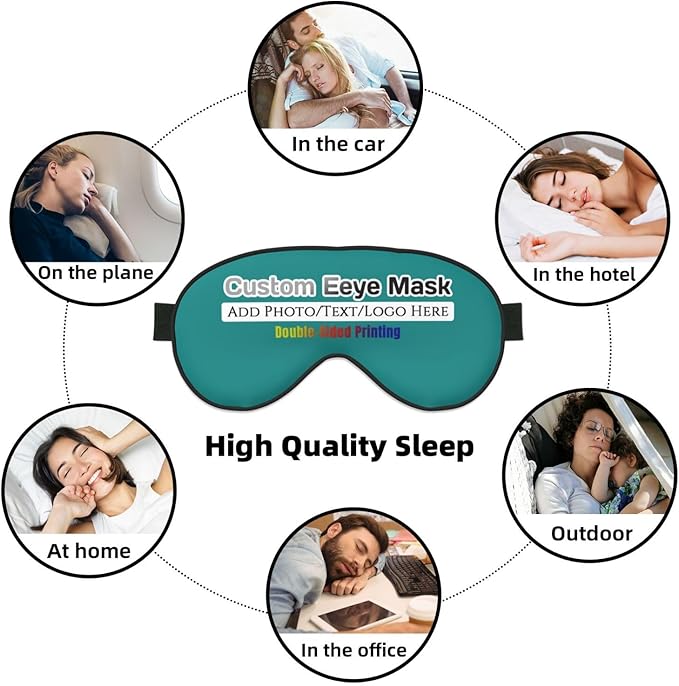 Custom Eye Mask,Add Your Image Text Personalized Sleep Shade Soft Blindfold Eyemask Blackout Eye Cover with Adjustable Strap for Sleep,Travel,Nap Tropical Blue