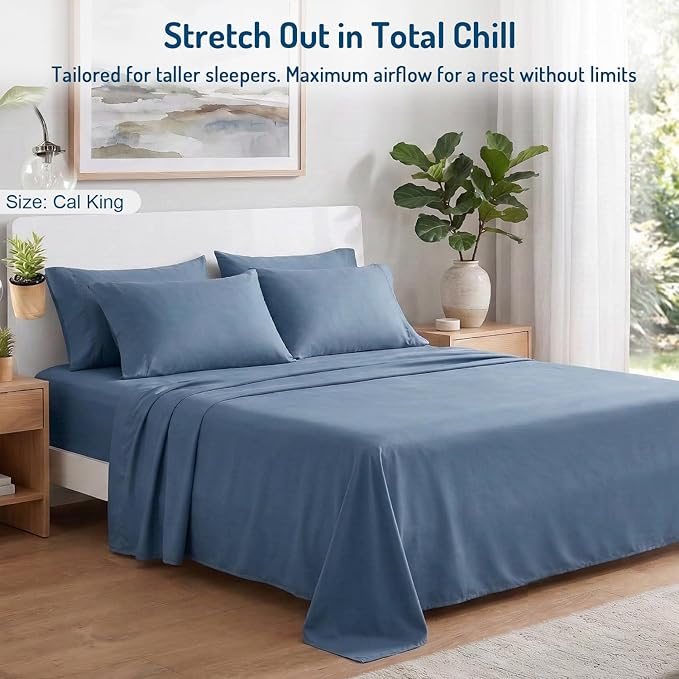 Degrees of Comfort Coolmax® Cooling Bed Sheets California King Size for Hot Sleepers, Moisture Wicking Sheet Set for Night Sweats, Deep Pocket, Ultra Soft, Cozy for All Seasons, Teal 4 Pieces