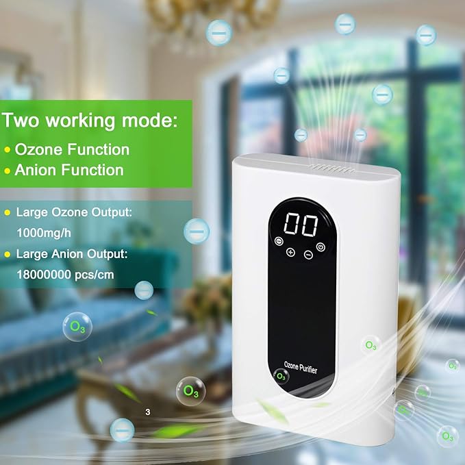 Portable Ozone Generator,1000mg/h Multipurpose Ozone Machine for Air,Water,Food,Home,Office,Hunting