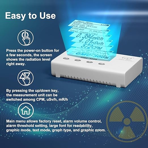 GQ GMC-300S Digital Nuclear Radiation Detector Monitor Meter Geiger Counter Radiation Dosimeter (Yellow Silicon Case)