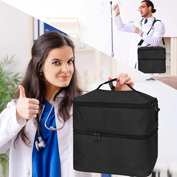 Pill Bottle Organizer Medicine Bag Medication Storage Organization Medicine Travel Carrying Case Home Health Aid Bags with Shoulder Strap （Bag Only）