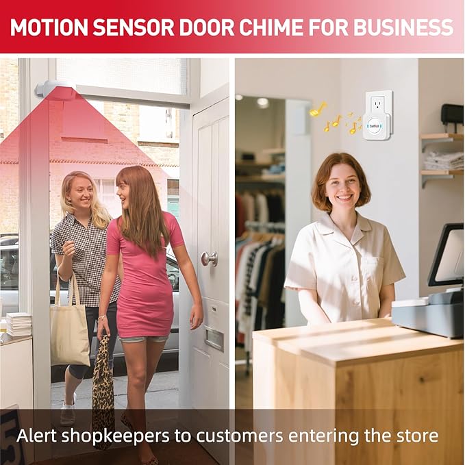 CallToU Wireless Motion Sensor Alarm Indoor Motion Detector Alarm, Bed Alarms for Elderly Dementia Patients, Motion Sensor Door Chime with 500 FT Range, 5 Adjustable Volume 1 Sensor + 1 Receiver