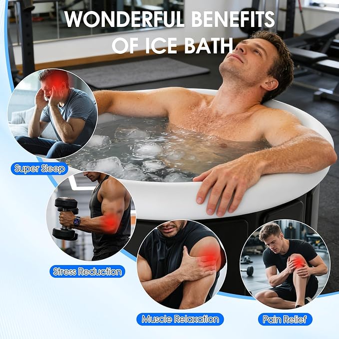 Ice Bath Tub for Athletes - Extra Large Cold Plunge Tub for Muscle Recovery & Cold Water Therapy, Portable Multi-Layer Ice Bath for Home, Gym, Backyard, Spa, Indoor & Outdoor Use (White, 30X31.5 IN)