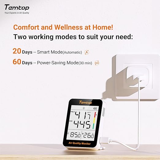 Temtop Air Quality Monitor Indoor Thermo-Hygrometer - PM2.5, AQI, Temperature, and Humidity Meter for Home, Office, or School, Air Quality Measurement, 60-Day Battery Life, S1 UP, 30-Pack
