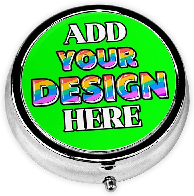 Custom Pill Box, Medicine Pill Organizer Case Container Travel Pill Holder Vitamin for Purse Med Wallet Portable Mini Pastillero Round, Lime, Customized Gifts