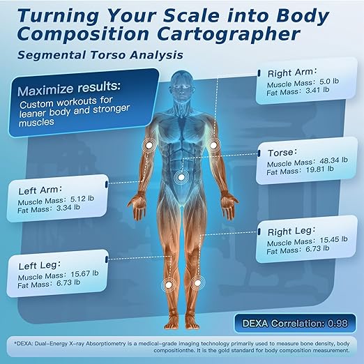 Smart Body Composition Scale for Body Weight, 8 Electrodes Digital Scale with BMI, Body Fat, Muscle Mass, 27 Body Composition Measurements, LCD Screen, Large Platform, 400lbs Upgrade